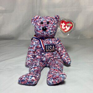Ty Beanie Baby‎ USA Bear 2000 Retired P.E. Pellets Rare Collectible Plush MWMT